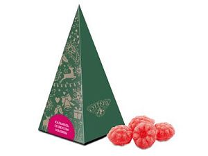 Карамель леденцовая со вкусом малины в подарочной упаковке