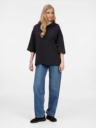 Футболка оверсайз унисекс с капюшоном Neofit, черная, размер XS/S