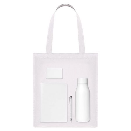 Подарочный набор Welcome Pack, белый (термобутылка, ежедневник, ручка, ЗУ, шоппер)