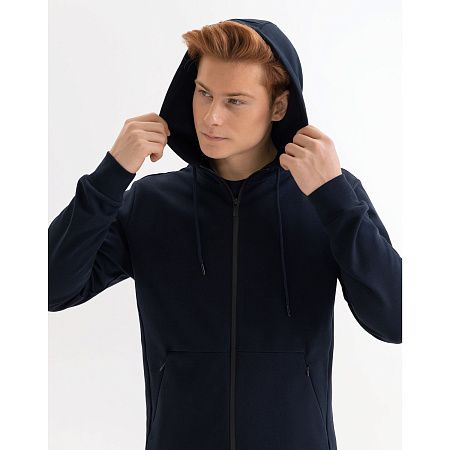Толстовка на молнии с капюшоном MATEO темно-синяя, размер S/M