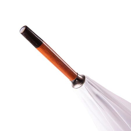 Зонт-трость с деревянной ручкой, полуавтомат; белый; D=103 см, L=90см; полиэстер