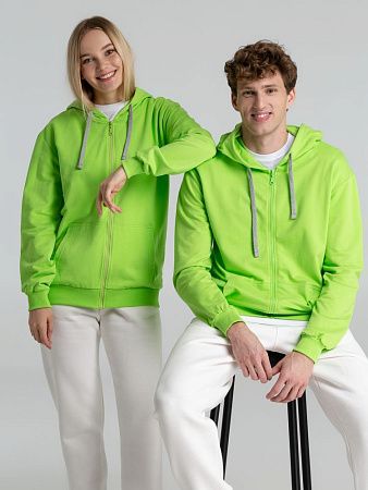 Толстовка на молнии с капюшоном Unit Siverga, зеленое яблоко, размер 4XL