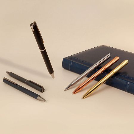 РУЧКА  "BERGAMO" ШАРИКОВАЯ АВТОМАТИЧЕСКАЯ, МЕТАЛЛИЧЕСКИЙ КОРПУС СТАЛЬ, 0.7 ММ, СИНЯЯ