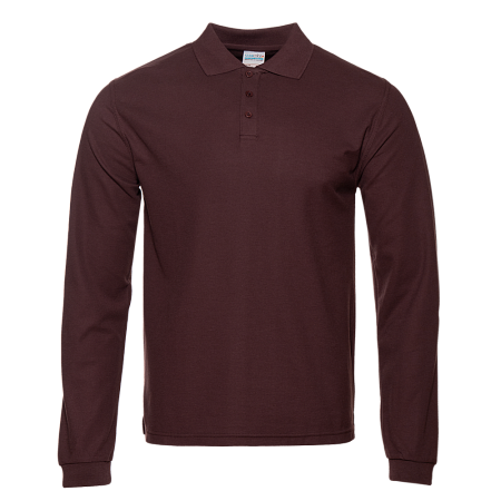 Рубашка поло мужская STAN длинный рукав хлопок/полиэстер 185, 04S, Тёмно-Шоколадный,  (107)  (44/XS)