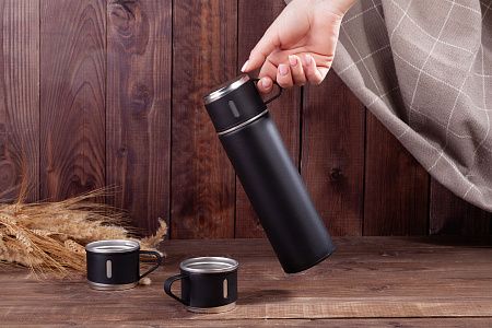 Набор подарочный "Алтай": термос, 3 кружки, пудра