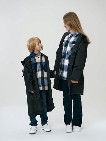 Дождевик детский RainDrop Kids, черный, размер 8 лет (118-128 см)