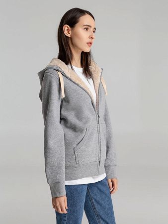 Толстовка унисекс на молнии Sherpa 280, серый меланж, размер XXS