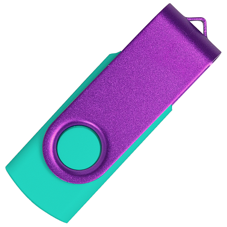 Флеш накопитель USB 2.0 Twister Сolor Mix 16GB, пластик Софт Тач/металл, бирюзовый/фиолетовый