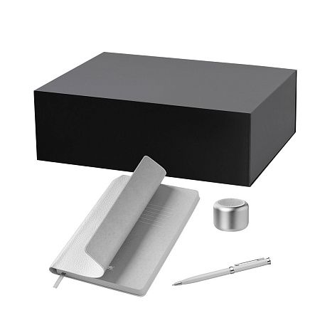 Подарочный набор Passion, Molto, серебряный (колонка, ежедневник, ручка)