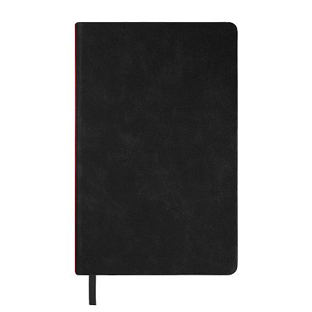 Ежедневник недатированный Muse, черный, формат А5, с декоративной красной полосой, блок в линейку