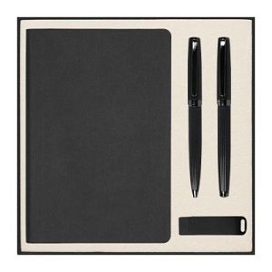 Набор подарочный Solution Prestige Quardo ( ежедневник, флешка, шариковая ручка, ручка роллер), черный