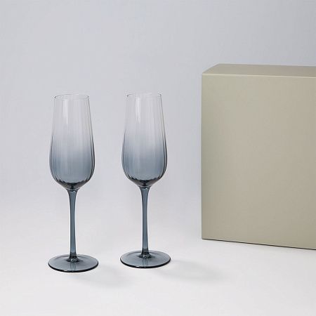 Подарочный набор 2 бокала для шампанского Mancera в серой коробке