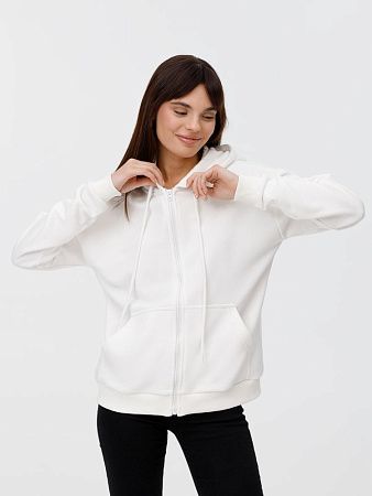 Толстовка унисекс оверсайз на молнии Zippy Terry, белая, размер XS/S