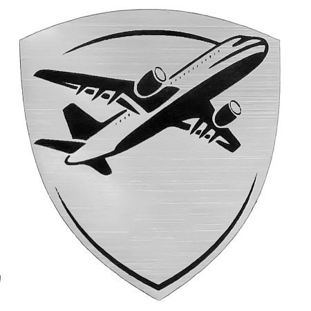 Шильд-наклейка самолет, серебро