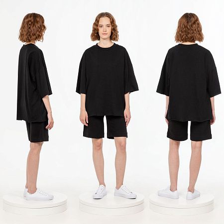 Футболка унисекс оверсайз T1, черная, размер XS/S