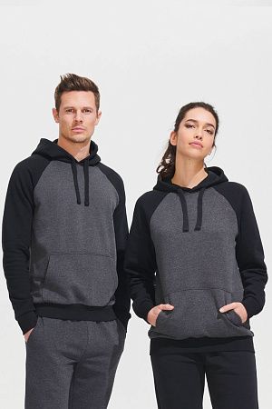 Толстовка унисекс Seattle, темный меланж с черным, размер L