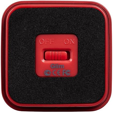 Беспроводная колонка с подсветкой гравировки Glim, красная