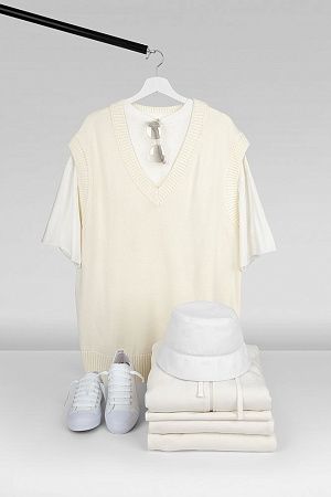 Футболка унисекс оверсайз T1, молочно-белая, размер XS/S