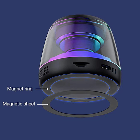 Колонка беспроводная MyTone Light  Magnet Sound, со светомузыкой, черная