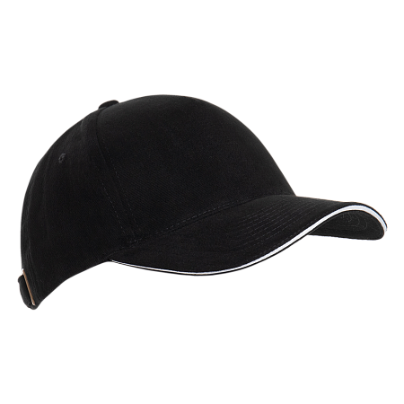 Бейсболка с кантом STAN 5 клиньев хлопок 280, 11K, Чёрный,  (20)  (56-58/ONE SIZE)