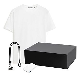 Набор с одеждой KRIS (футболка, аккумулятор, кабель-ланьярд), белый/черный, XL