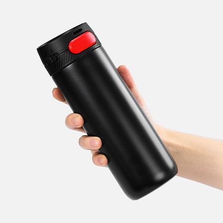 Термостакан X1 с цветной кнопкой, черный с красным