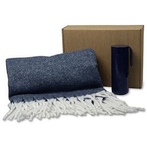 Набор подарочный Solution Duo (плед Super Soft Nature, термокружка "Бастион"), синий