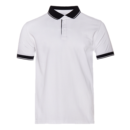 Рубашка поло мужская STAN с контрастными деталями хлопок/полиэстер 185, 04С, Белый,  (10/1)  (46/S)
