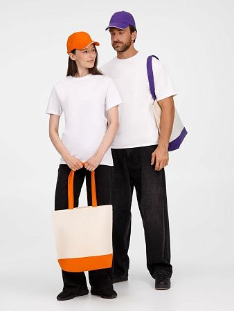 Бейсболка Canopy, оранжевая с белым кантом