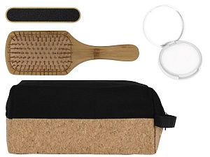 Подарочный набор с расческой, пилкой для ногтей, бальзамом для губ в косметичке