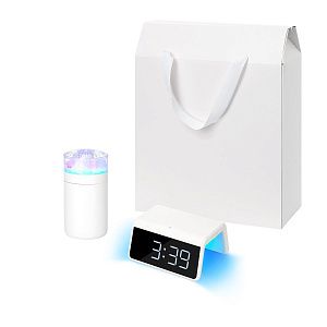 Подарочный набор Crystal, Flame, белый (увлажнитель воздуха, зарядное устройство)