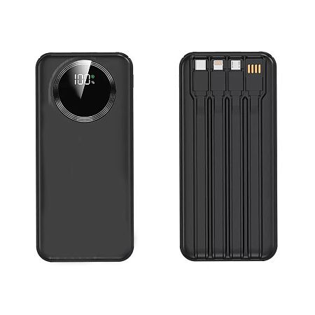 Зарядное устройство "Phantom" 10000 mAh с 4мя встроенными кабелями и цифровым индикатором заряда